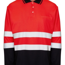 POLOSHIRT HI-VIS L/S BICOLOUR RDFL