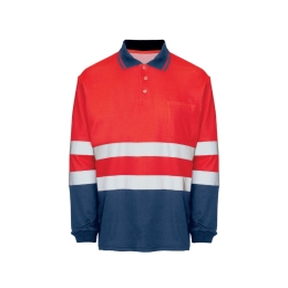 POLOSHIRT HI-VIS L/S BICOLOUR RDFL